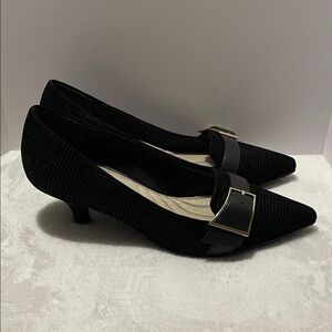 Easy Street Women’s Houndstooth Pointed Toe Kitten Heel Pumps Sz 7.5M